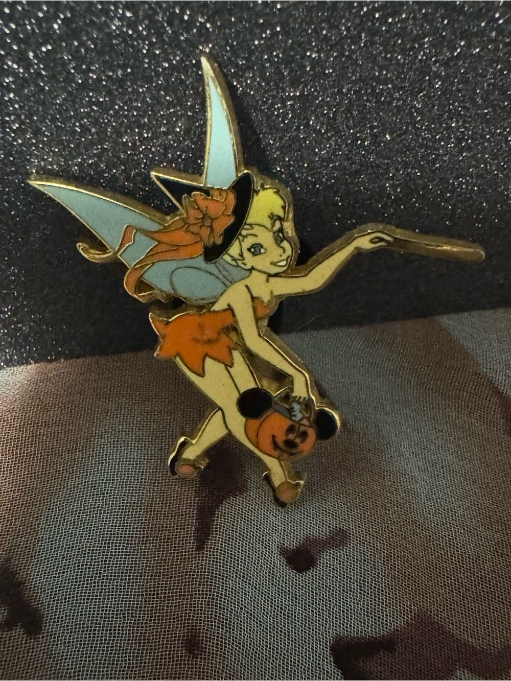 Disney Gold Tinker Bell Silhouette Pin Back